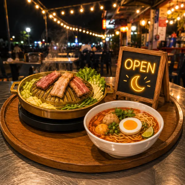 โปรโมทร้านอาหารปิดดึก ร้านอาหารเปิดกลางคืน ใกล้เทพรักษ์
